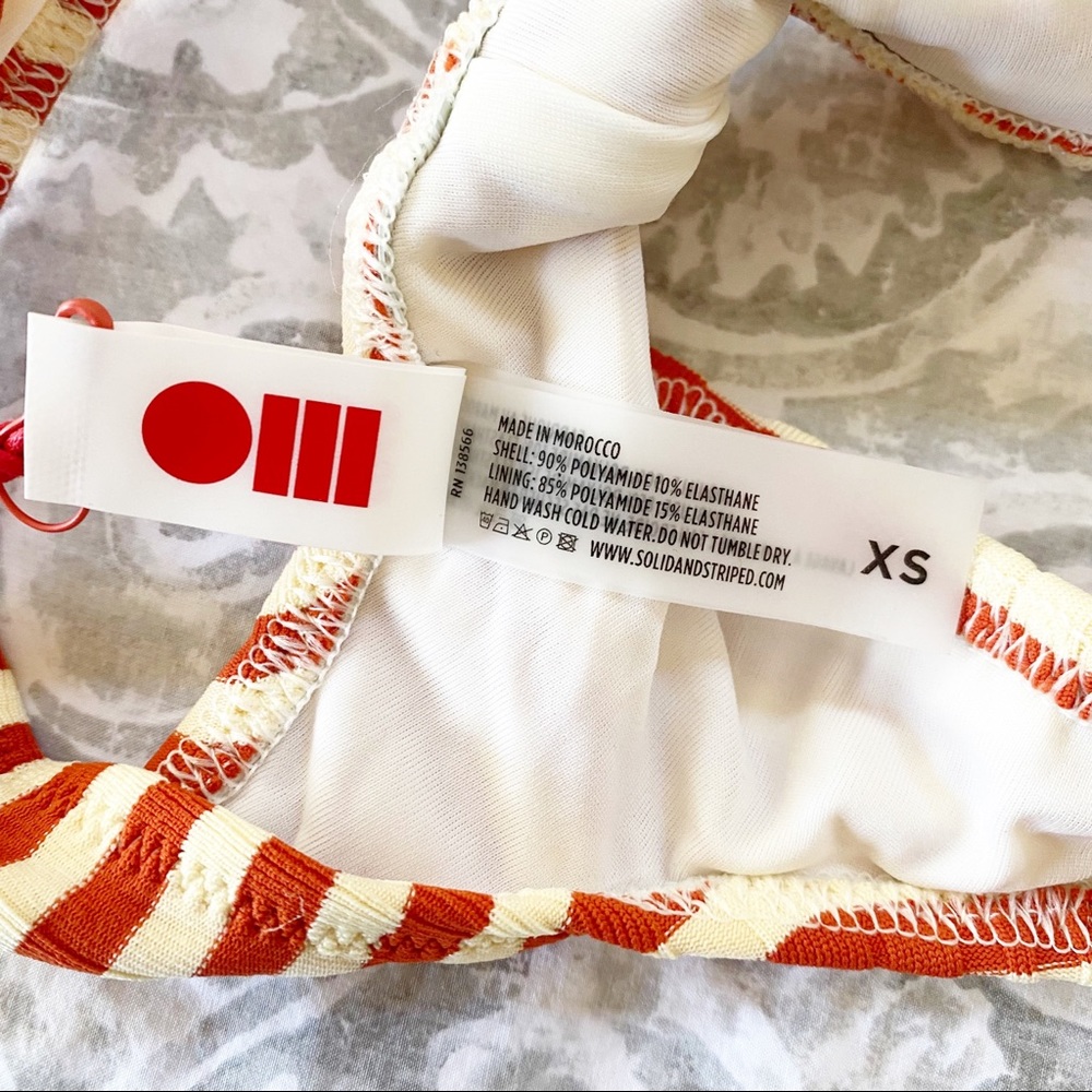 SOLID & STRIPED Bikini Top Orange Cream Stripes XS NEW NWT - Picture 7 of 8